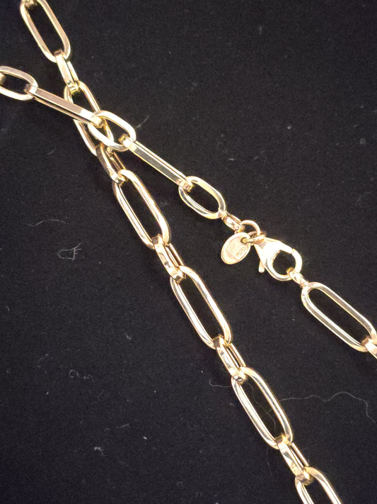 14K Gold Paper Clip Chain Necklace 18" 7.8g