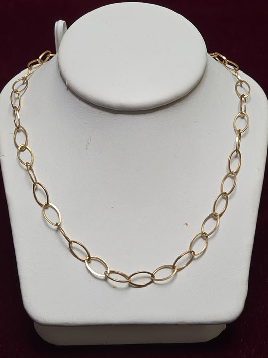 14K Gold Oval Link Chain Necklace 18" 1.2g