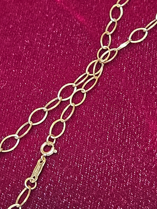 14K Gold Oval Link Chain Necklace 18" 1.2g