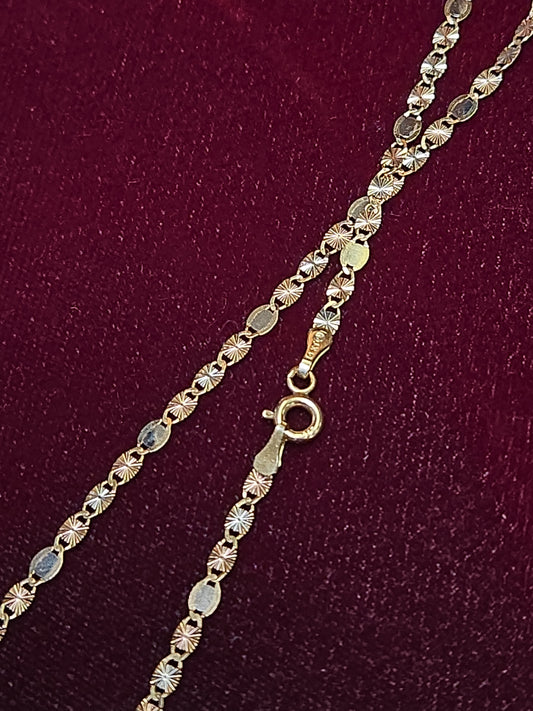14K Multi-Tone Gold Plate Link Chain Necklace 16" 2.3g