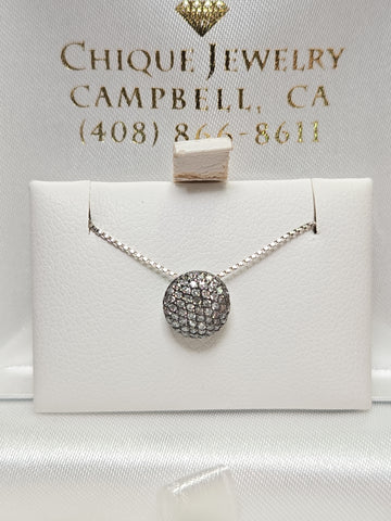 14K White Gold Cluster Pendant 0.18ct Round Diamonds 0.6g
