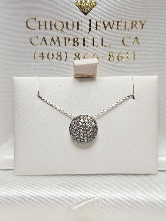 14K White Gold Cluster Pendant 0.18ct Round Diamonds 0.6g