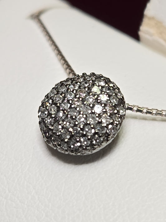 14K White Gold Cluster Pendant 0.18ct Round Diamonds 0.6g
