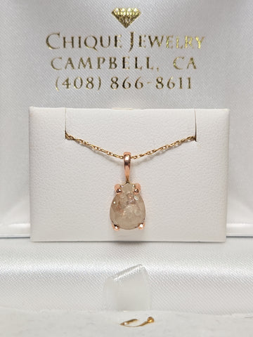 14K Rose Gold Pendant 1.74ct Pear-Shaped Diamond 0.9g