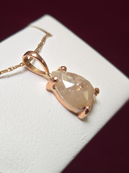 14K Rose Gold Pendant 1.74ct Pear-Shaped Diamond 0.9g