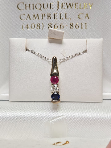 14K Gold Pendant 0.1ct Round Diamond 1.7g