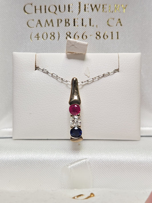 14K Gold Pendant 0.1ct Round Diamond 1.7g