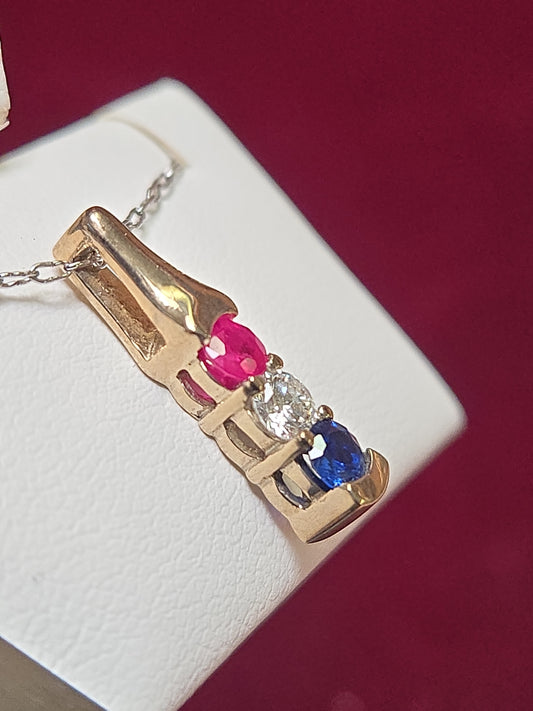 14K Gold Pendant 0.1ct Round Diamond 1.7g