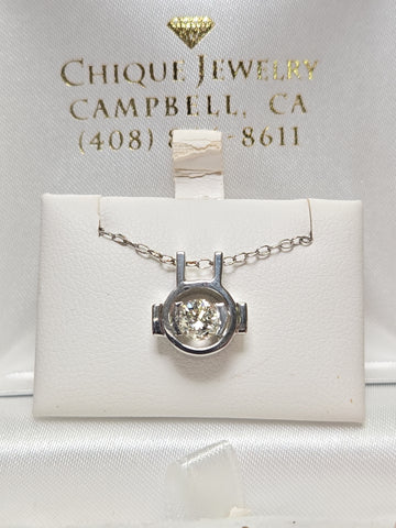 14K White Gold Pendant 0.51ct Round Diamond 2.2g