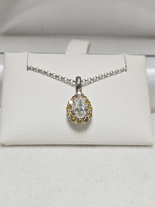 14K White Gold Pendant 0.4ct Pear-Shaped Lab-Created Diamond 0.8g