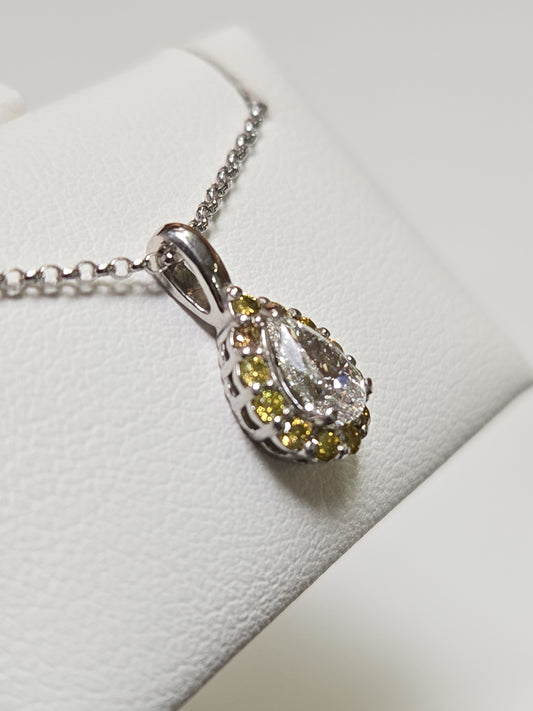 14K White Gold Pendant 0.4ct Pear-Shaped Lab-Created Diamond 0.8g