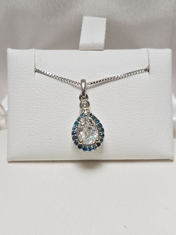 14K White Gold Pendant 0.68ct Pear-Shaped Lab-Created Diamond 1.3g