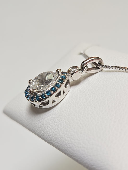 14K White Gold Pendant 0.68ct Pear-Shaped Lab-Created Diamond 1.3g