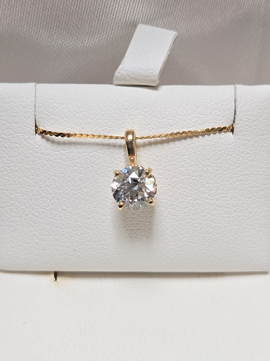 14K Gold Pendant 0.81ct Round Lab-Created Diamond 0.5g
