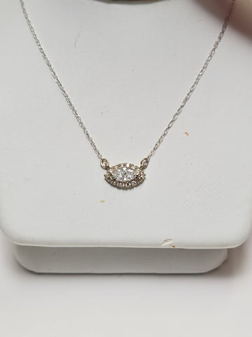 14K White Gold Baby Rope Chain Pendant Necklace 0.25ct Lab-Created Diamond 0.8g