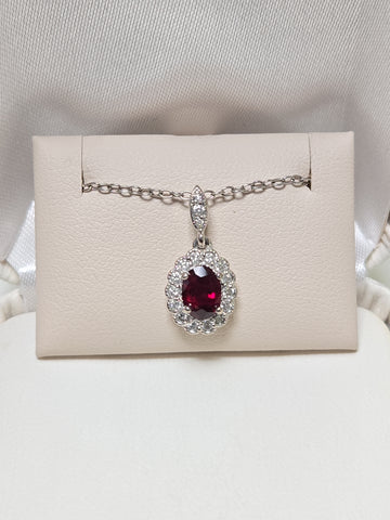 14K White Gold Pendant 0.89ct Oval Ruby 1.5g