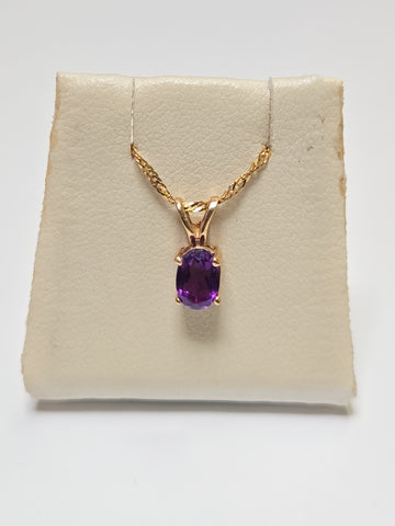 14K Gold Pendant Oval Amethyst 0.4g