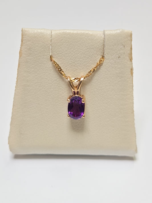 14K Gold Pendant Oval Amethyst 0.4g
