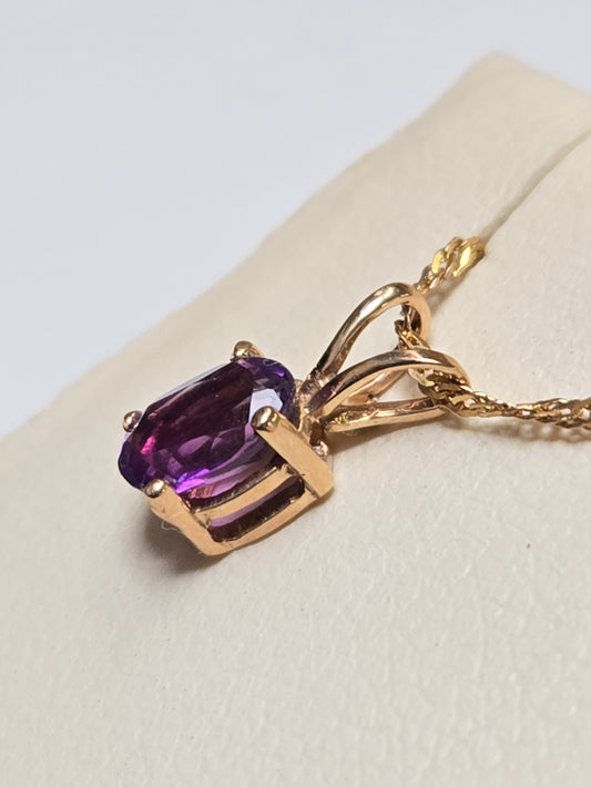 14K Gold Pendant Oval Amethyst 0.4g