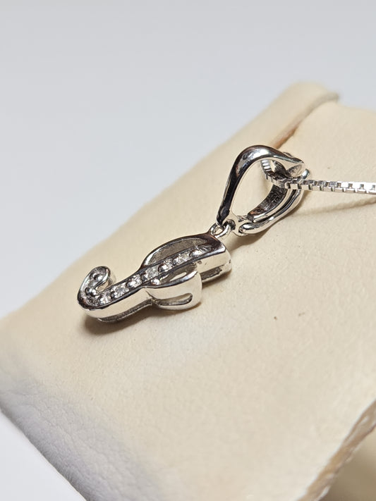 14K White Gold "J" Pendant 0.03ct Round Diamonds 0.7g