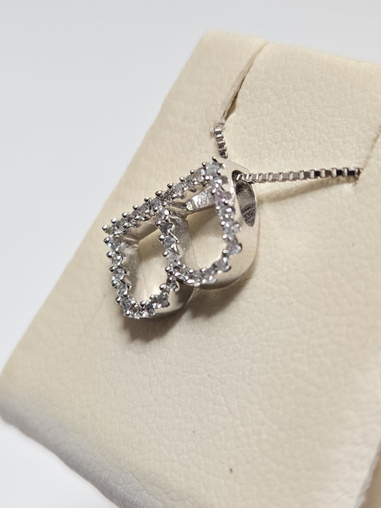 14K White Gold "B" Pendant 0.24ct Round Diamonds 0.8g