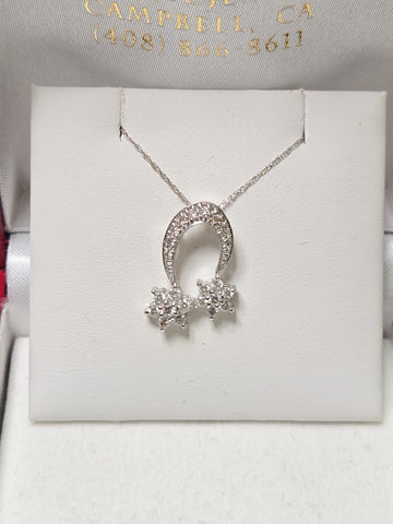 14K white gold pendant with 0.44ct round diamond, featuring elegant design from Chique Jewelry.