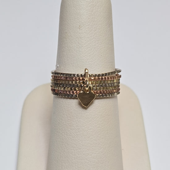 14K multi-tone gold charm ring with intricate design, weighing 3.1 grams, from Chique Jewelry.