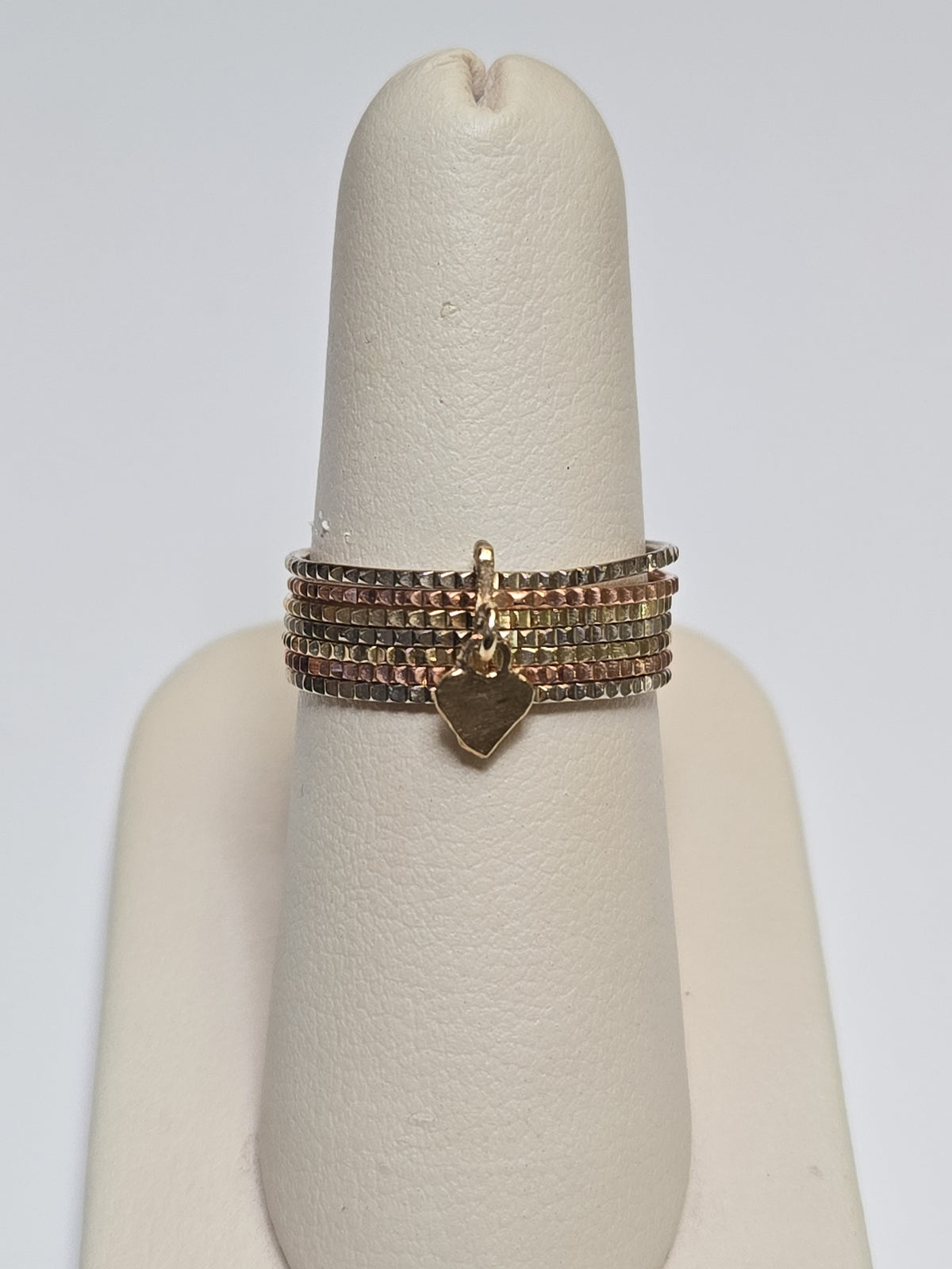 14K multi-tone gold charm ring with intricate design, weighing 3.1 grams, from Chique Jewelry.