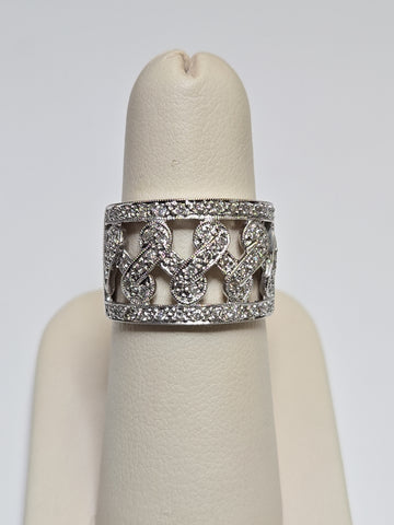 14K white gold ring with 0.5ct round diamonds, elegant jewelry piece from Chique Jewelry, showcasing a sparkling gemstone design.