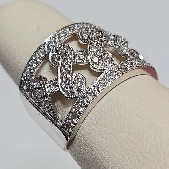 14K white gold ring with 0.5ct round diamonds from Chique Jewelry, showcasing the elegant design and sparkling stones.