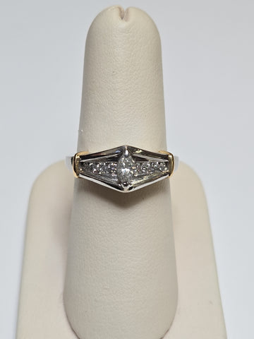 950 platinum engagement ring with filigree design and 0.5ct marquise diamond, crafted by Chique Jewelry.