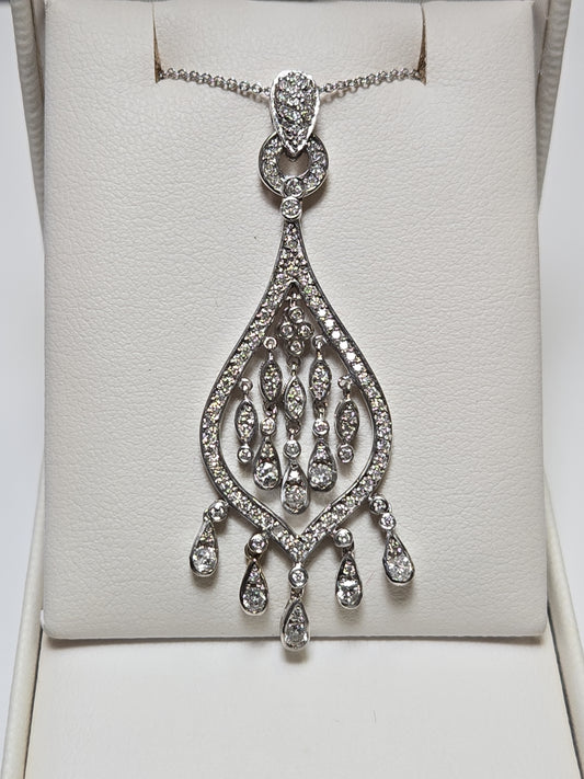 18K white gold pendant with 1.2ct round diamonds from Chique Jewelry, showcasing a sparkling, elegant jewelry piece.