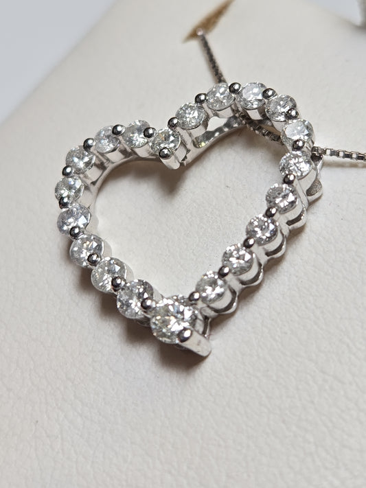14K white gold diamond pendant with 1.02ct round diamonds, weighing 2.1g, from Chique Jewelry.