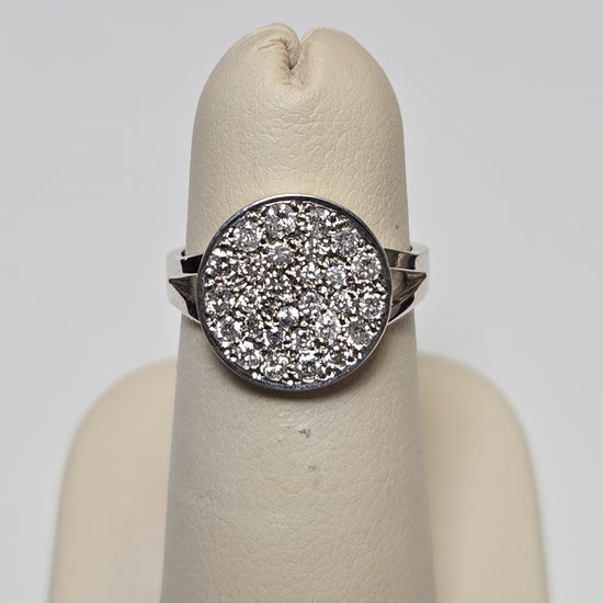 14K white gold cluster ring with 0.5ct round diamonds, featuring a delicate design from Chique Jewelry.