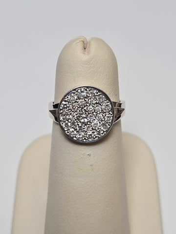 14K white gold cluster ring with 0.5ct round diamonds, featuring a delicate design from Chique Jewelry.