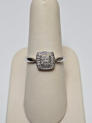 9K white gold cluster ring with 0.25ct round diamonds, featuring a delicate design and weighing 2.2 grams by Chique Jewelry