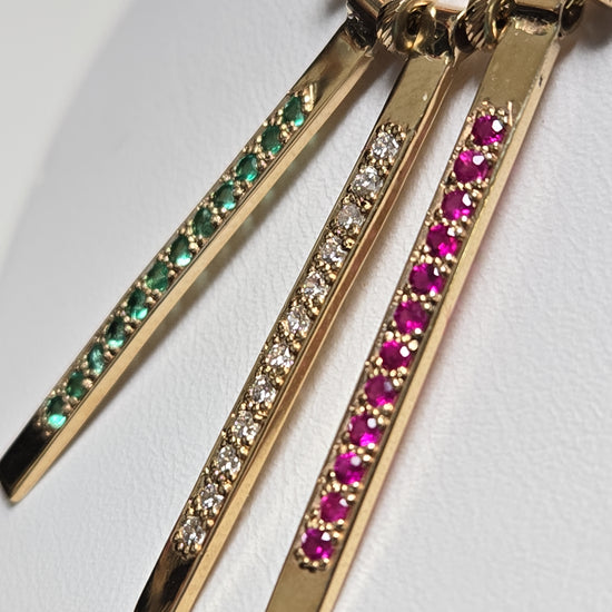 14K gold diamond cut curb chain necklace with lab-created diamonds, featuring a pendant, weighing 3.9g from Chique Jewelry.