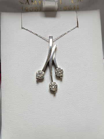 14K white gold pendant with 0.83ct round diamonds, delicate jewelry piece from Chique Jewelry, showcasing sparkling gemstone details.