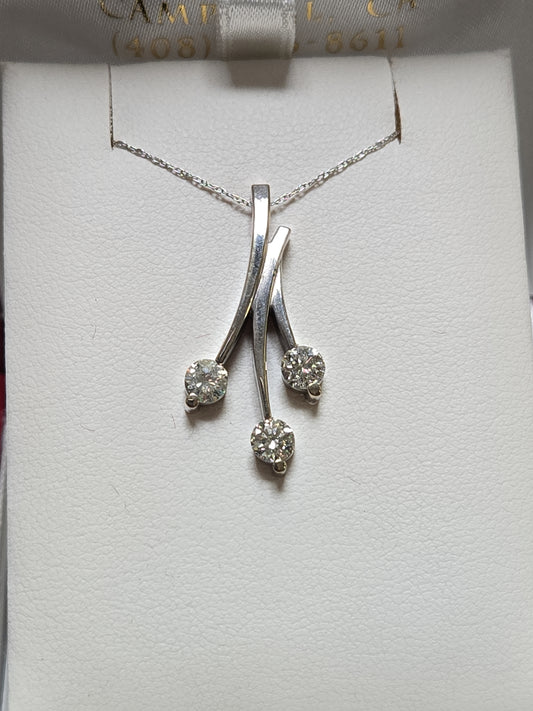 14K white gold pendant with 0.83ct round diamonds, delicate jewelry piece from Chique Jewelry, showcasing sparkling gemstone details.