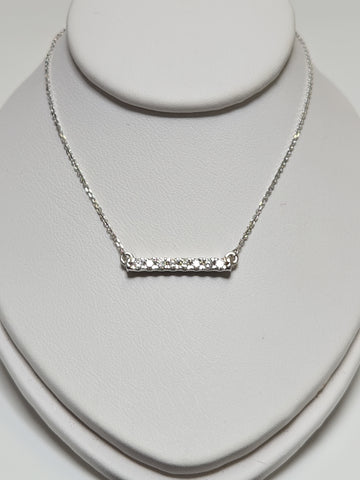 14K white gold cable chain necklace with diamond cut design and round diamonds, weighs 2g, from Chique Jewelry.