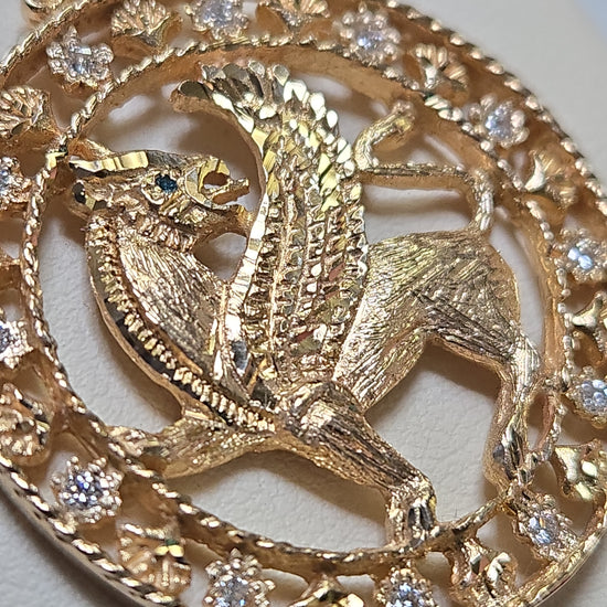 14K gold pendant with 0.33ct round lab-created diamonds, featuring elegant design and polished finish by Chique Jewelry.