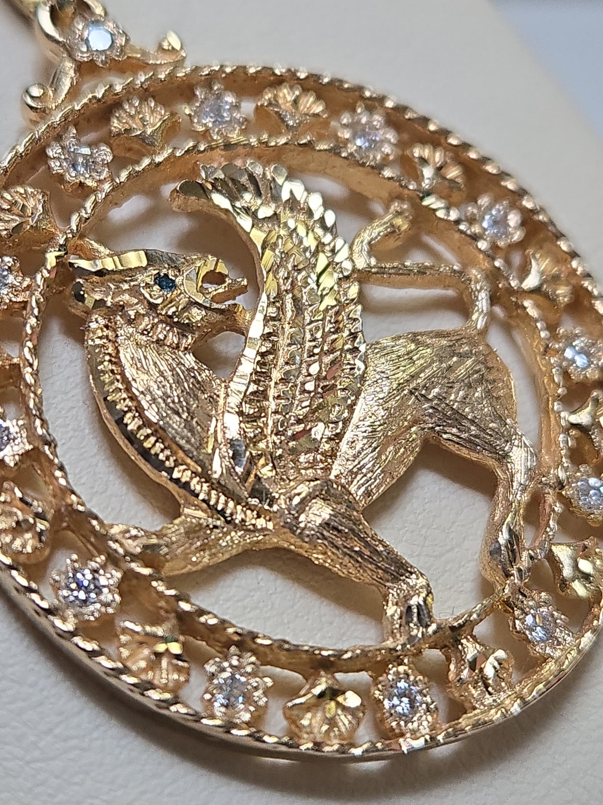 14K gold pendant with 0.33ct round lab-created diamonds, featuring elegant design and polished finish by Chique Jewelry.