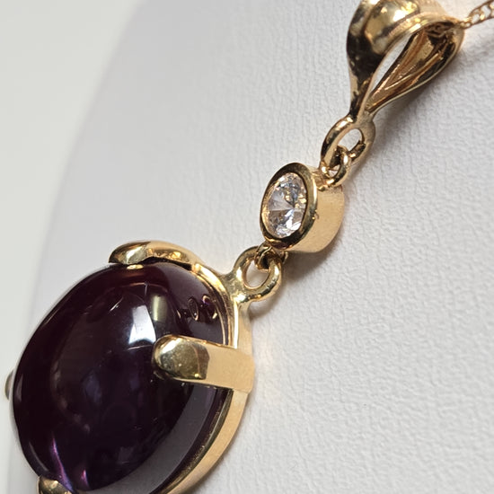 14K gold baby rope chain necklace with 13.08ct lab-created Alexandrite pendant by Chique Jewelry, showing intricate chain details.