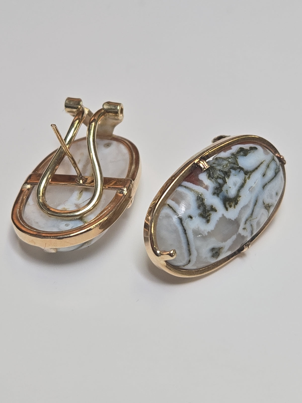 14K gold statement earrings with oval quartz stones, featuring a 10g weight, by Chique Jewelry, showcasing elegant jewelry design.