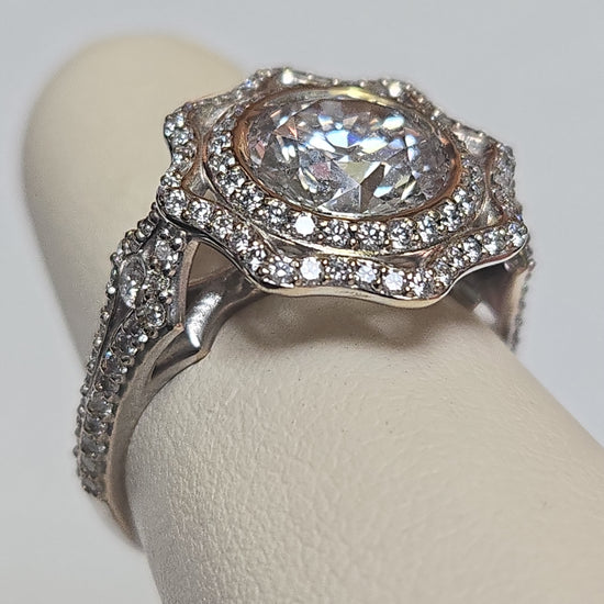 14K white gold ring with 2.76ct round lab-created diamonds, showcasing a sparkling jewelry piece from Chique Jewelry.