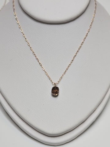 14K gold oval link chain necklace with 0.72ct chocolate diamond pendant, featuring a delicate and elegant design.