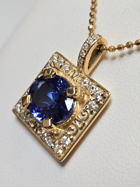 14K Gold Pendant 2.44ct Oval Tanzanite 6g