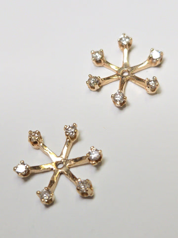 14K gold earring jackets with 0.2ct round diamonds, designed for earrings, from Chique Jewelry, showcasing elegant jewelry details.