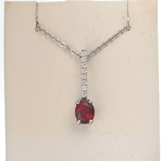 14k white gold pendant with 0.91 ct oval red spinel, VS1 clarity, maroon color, from Chique Jewelry.