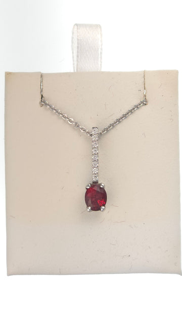 14k white gold pendant with 0.91 ct oval red spinel, VS1 clarity, maroon color, from Chique Jewelry.